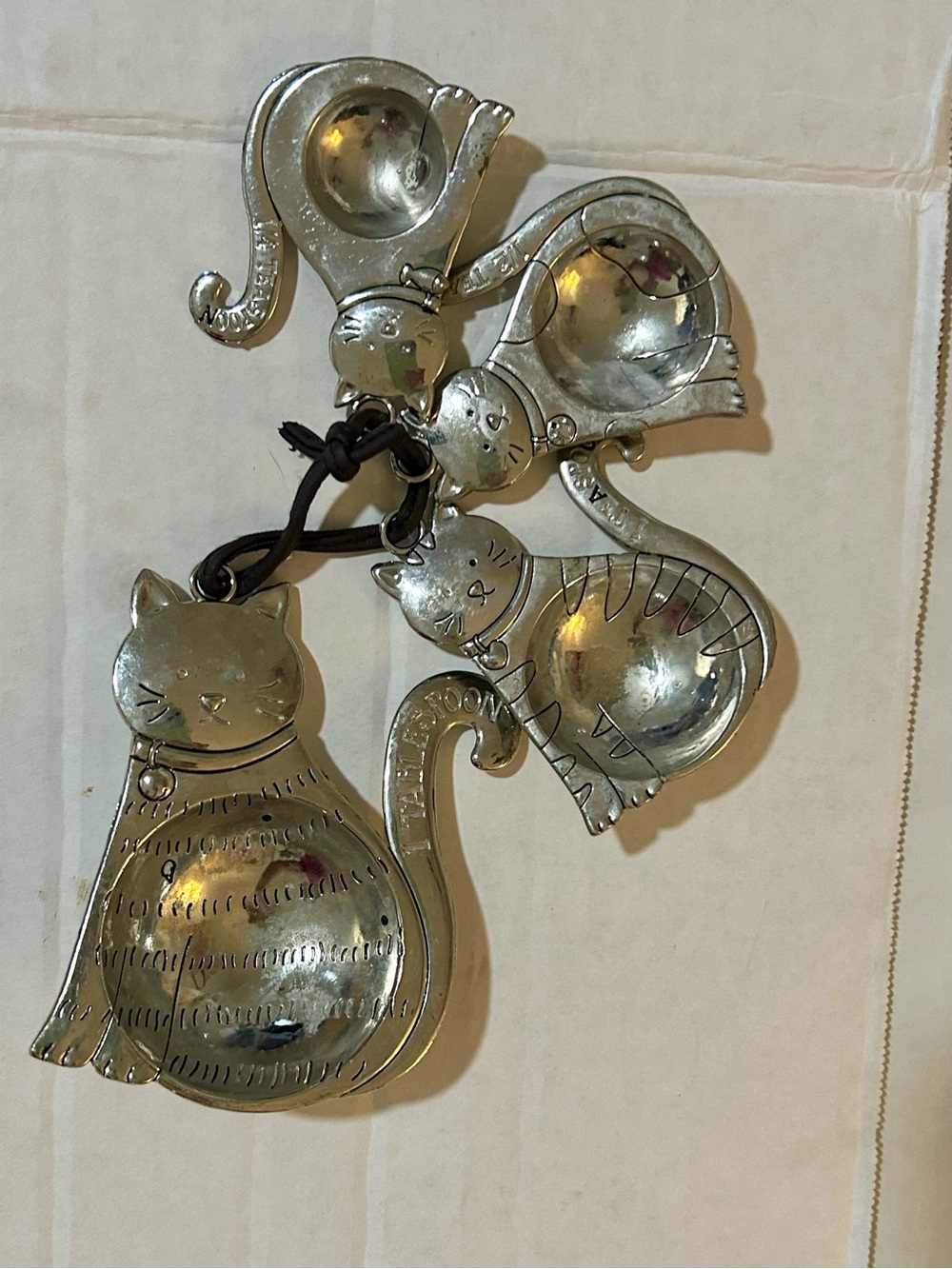 Basic Spirit Cat Pewter Measuring Spoons Set 4 Whimsical Cat Lover Gift Kitty